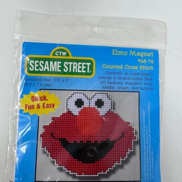 New VTG Janlynn Elmo Magnet Sesame Street 3.5" Counted Cross Stitch Kit #68-78 - Picture 3 of 6